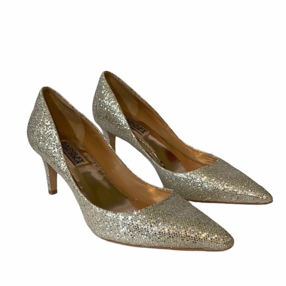 Y2K Badgley Mischka Silver Sparkly Heels 6.5 Prom Wedding